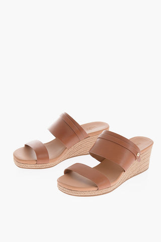 Leather EBELE Sandal with Rafia Wedge 7cm