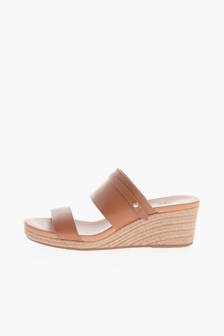 Leather EBELE Sandal with Rafia Wedge 7cm