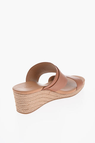 Leather EBELE Sandal with Rafia Wedge 7cm