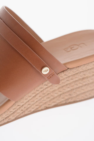 Leather EBELE Sandal with Rafia Wedge 7cm