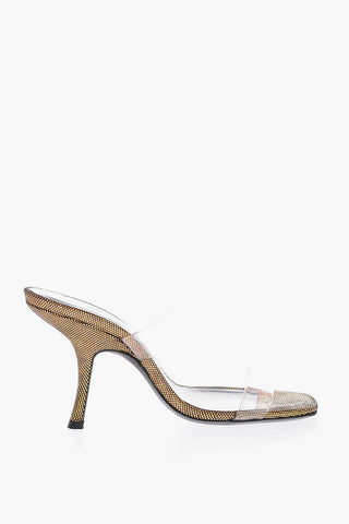 Sandali Glitterati con Doppio Cinturino Trasparente 10cm