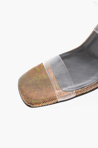 Sandali Glitterati con Doppio Cinturino Trasparente 10cm