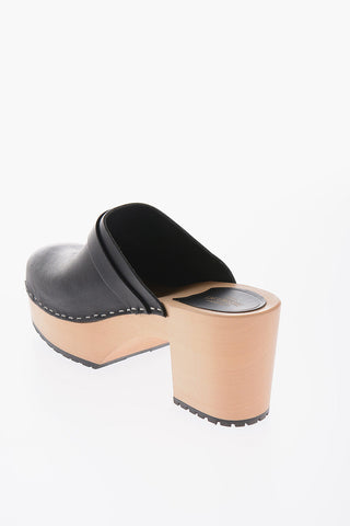 Mules LOUISE In Pelle Punta Tonda 9cm