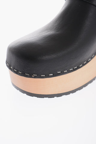 Mules LOUISE In Pelle Punta Tonda 9cm