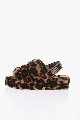 Real Fur Animal Motif FLUFF YEAH Slippers with Logoed Elastic Band