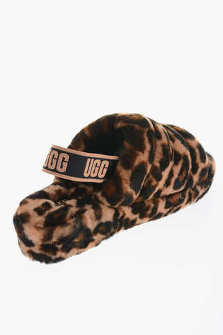 Real Fur Animal Motif FLUFF YEAH Slippers with Logoed Elastic Band
