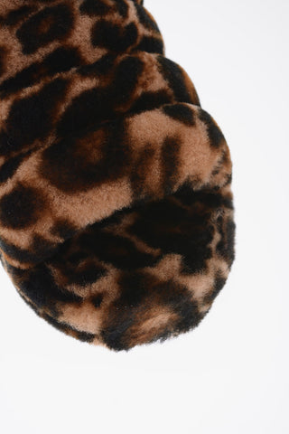 Real Fur Animal Motif FLUFF YEAH Slippers with Logoed Elastic Band