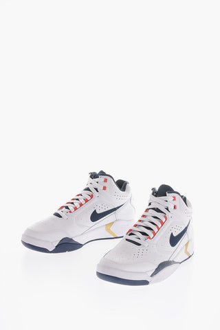 AIR Perforated Leather FLIGHT High-Top Sneakers with Golden Details