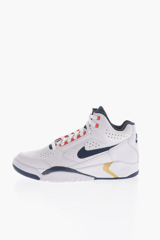AIR Perforated Leather FLIGHT High-Top Sneakers with Golden Details