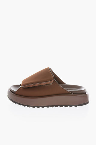 GIA COUTURE Leather and Fabric GIA 1 Sandals with Touch Closure