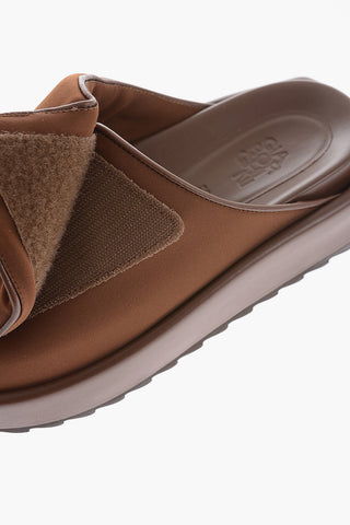GIA COUTURE Leather and Fabric GIA 1 Sandals with Touch Closure