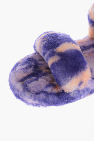 Real Fur Tie Dye Motif OH YEAH Sandals with Logoed Elastic Band
