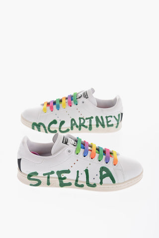 ADIDAS Sneakers Basse STAN SMIT In Ecopelle con Lacci Colorati e Logo Effetto Spray