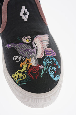 Embroidered ALONDRA Slip-On Sneakers with Suede Trimmings