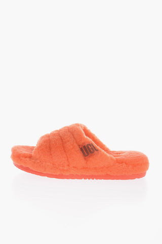 Real Fur FLUFFY YOU Sliders with Embroidery Logo