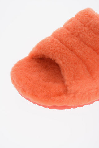 Real Fur FLUFFY YOU Sliders with Embroidery Logo