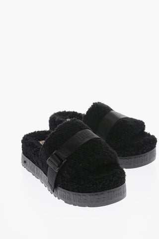 Real Fur FLUFFITA Sandals with Industrial Belt Decoration