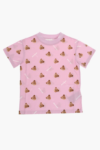 T-Shirt Girocollo con Stampa Teddy Bear All-Over