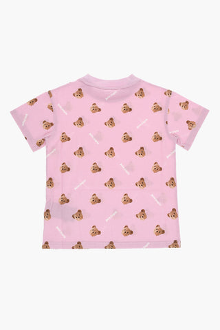 T-Shirt Girocollo con Stampa Teddy Bear All-Over