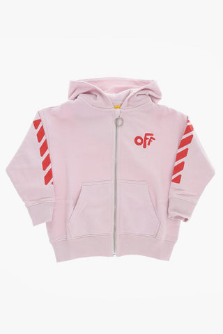 Felpa in Cotone Garzato con Chiusura Zip