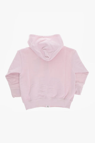 Felpa in Cotone Garzato con Chiusura Zip