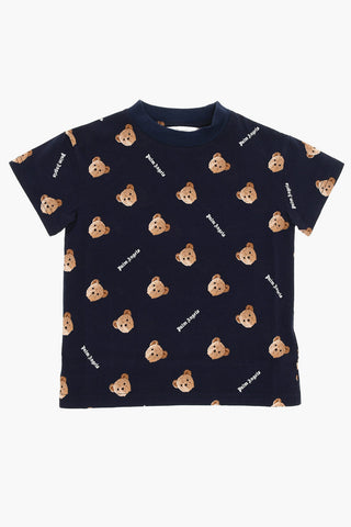 T-Shirt Girocollo con Stampa Teddy Bear All-Over