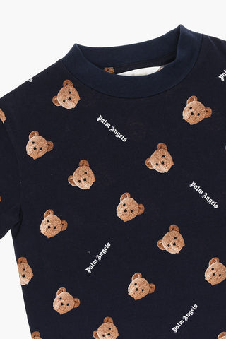 T-Shirt Girocollo con Stampa Teddy Bear All-Over