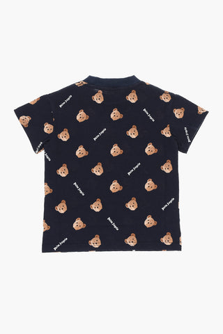T-Shirt Girocollo con Stampa Teddy Bear All-Over