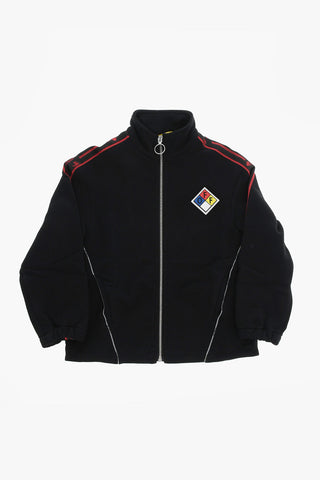 Felpa a 2 Tasche con Chiusura Zip e Patch Logo