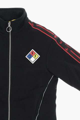 Felpa a 2 Tasche con Chiusura Zip e Patch Logo