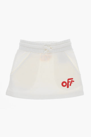 Solid Color Sweat Mini Skirt with Drawstring Waist