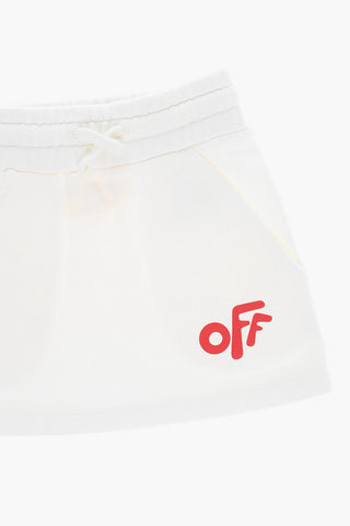 Solid Color Sweat Mini Skirt with Drawstring Waist