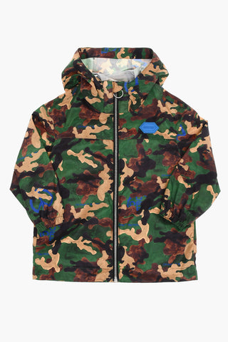 Camouflage Windbreaker Jacket with Contrasting Print