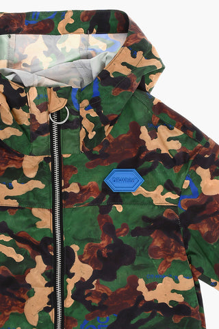 Camouflage Windbreaker Jacket with Contrasting Print