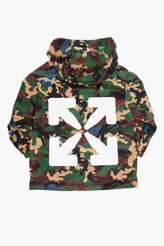 Camouflage Windbreaker Jacket with Contrasting Print