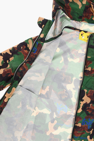 Camouflage Windbreaker Jacket with Contrasting Print