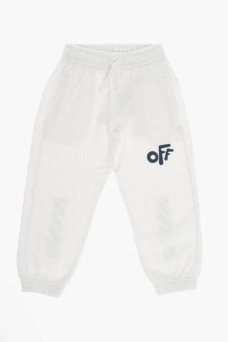 2 Pockets Brushed Cotton Joggers with Printed Logo