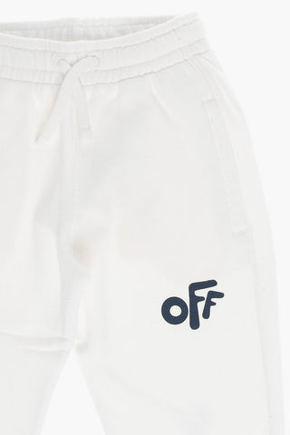2 Pockets Brushed Cotton Joggers with Printed Logo