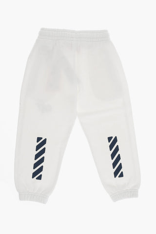 2 Pockets Brushed Cotton Joggers with Printed Logo