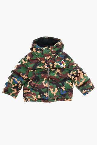 Giubbotto Imbottito Motivo Camouflage con Cappuccio