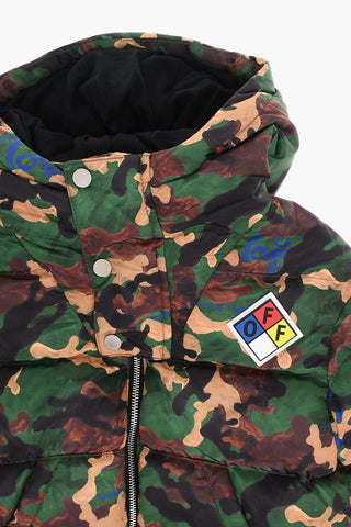 Giubbotto Imbottito Motivo Camouflage con Cappuccio