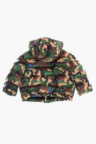 Giubbotto Imbottito Motivo Camouflage con Cappuccio