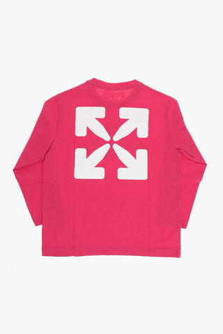 T-shirt Girocollo a Manica Lunga con Stampa Fiori