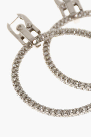 Rhinestone Hoop Earrings with Carabiner