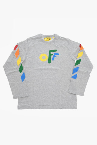 Long Sleeve Crew-neck T-Shirt with Printed Contrasting Logo