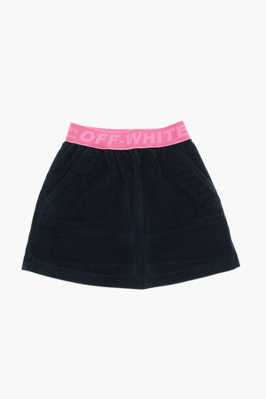 Corduroy Skirt with Logo Elastic Waistband