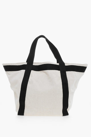 Maxi Tote Bag with Contrasting Trim and Leather Inner