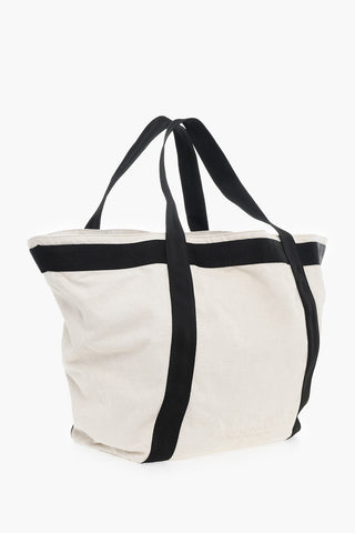 Maxi Tote Bag with Contrasting Trim and Leather Inner