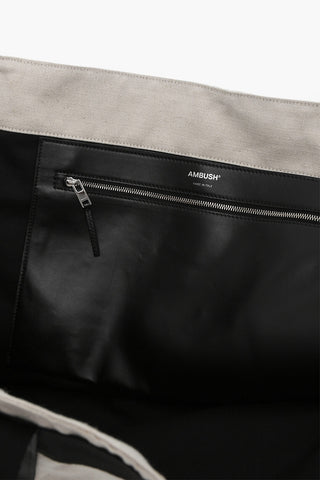 Maxi Tote Bag with Contrasting Trim and Leather Inner