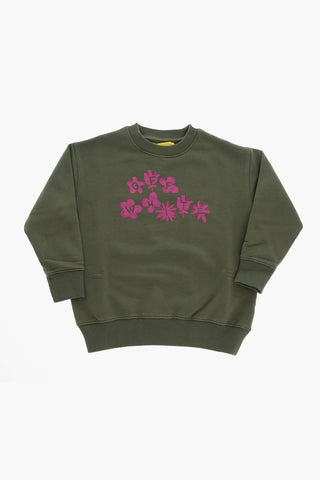 Brushed Cotton OFF FLOWER Crew-neck Sweatshirt